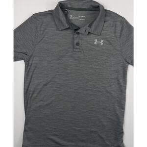 Under Armour Youth Medium Gray HeatGear Polo Shirt Athletic Loose Fit